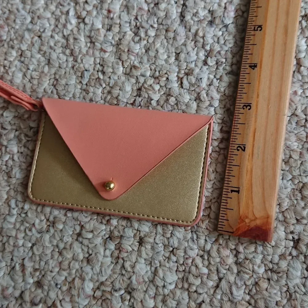 Minor History Gold and Peach Credit Card Holder Case w Wristlet Strap